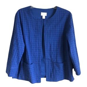 Chico’s Royal Blue Open Front Textured Blazer Size 8